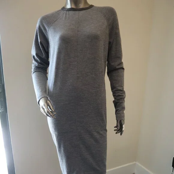 Brunello Cucinelli Monili Dress Charcoal Gray Pockets Long Sleeves Size Small - Picture 6 of 9